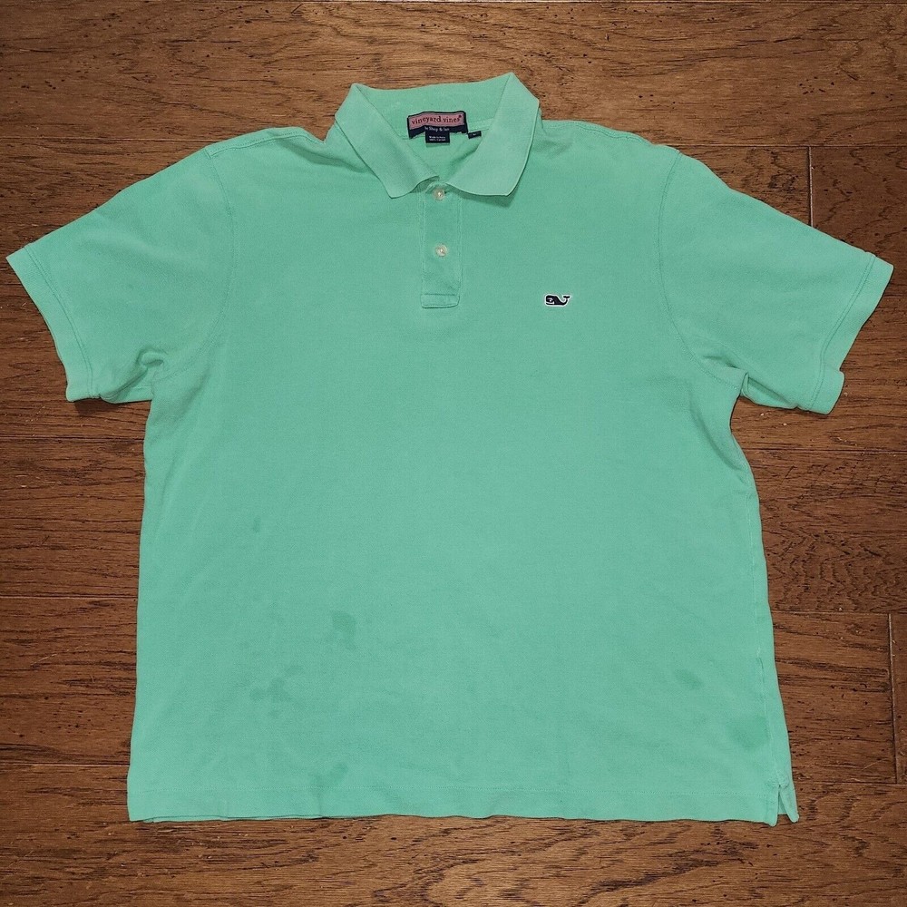 Vineyard Vines Polo Short Sleeve Cotton Green By Shep & Ian Shirt Size Large